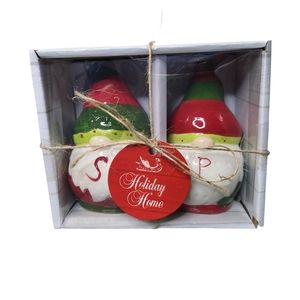 Ceramic Christmas Gnome Salt and Pepper Shakers
